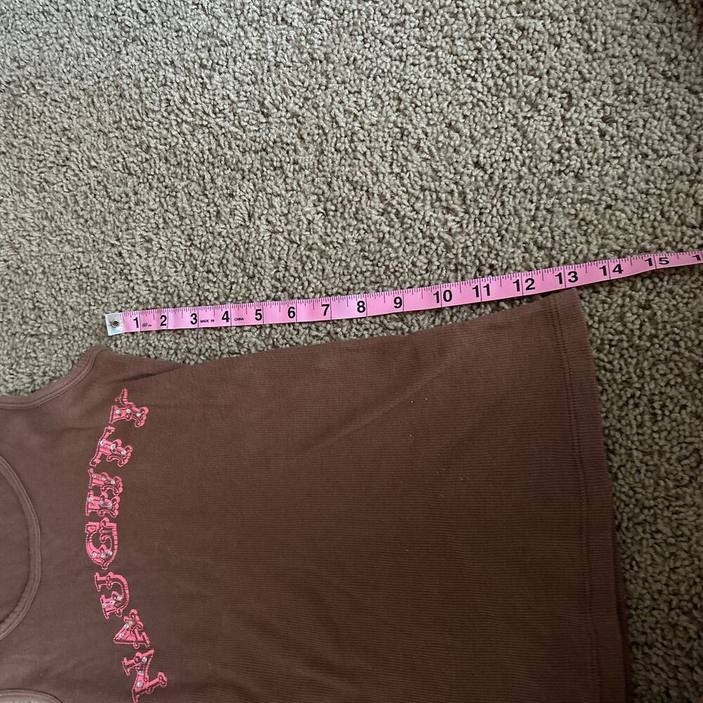 Twenty One Brown Pink Sleeveless Printed Text Round Neck Tank Top Size Medium - Picture 5 of 5